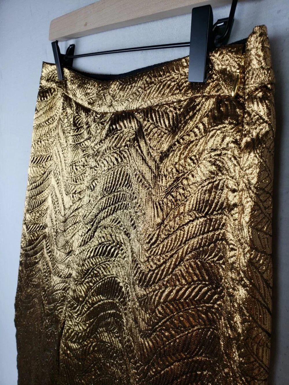 J CREW Collection High-Rise Cigarette Pant Metallic Gold Leaf Print Jacquard 8